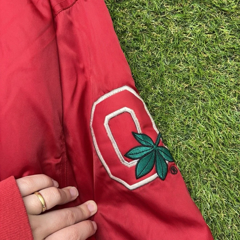 Vintage Ohio State Jacket Mens Medium Varsity Spellout OSU Puffer Buckeyes 90s
